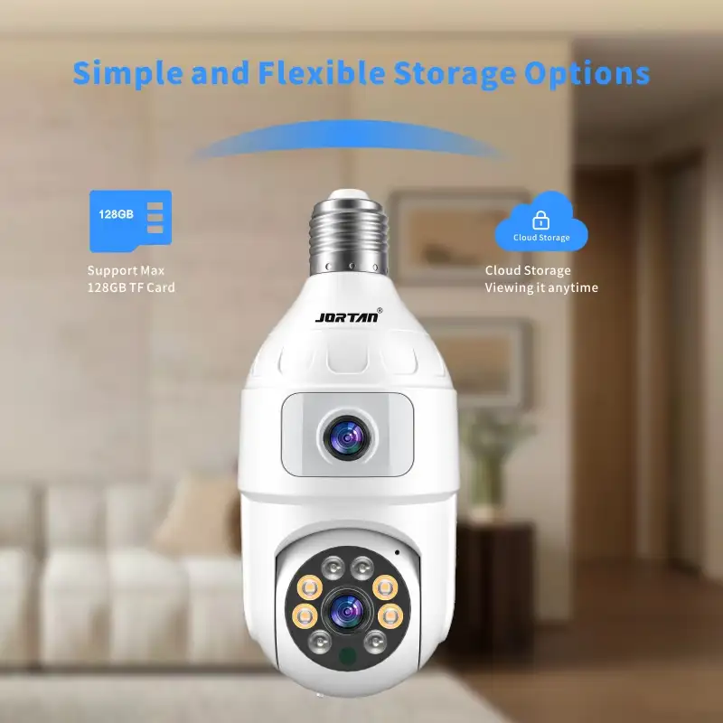 Jortan E27 Bulb Security Camera with Flexible Storage Options