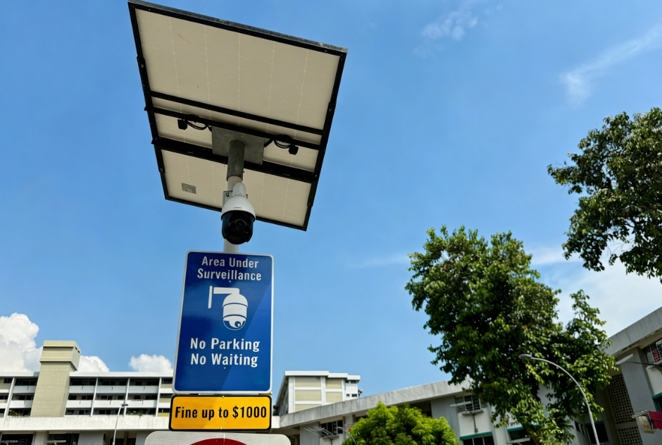 Solar security camera in public