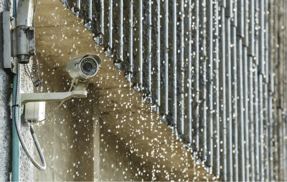 Security cameras in the rain