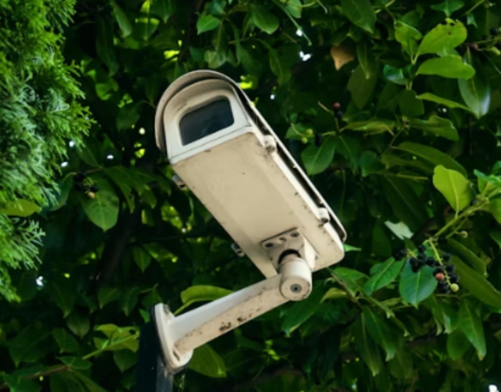 camera against a plant background