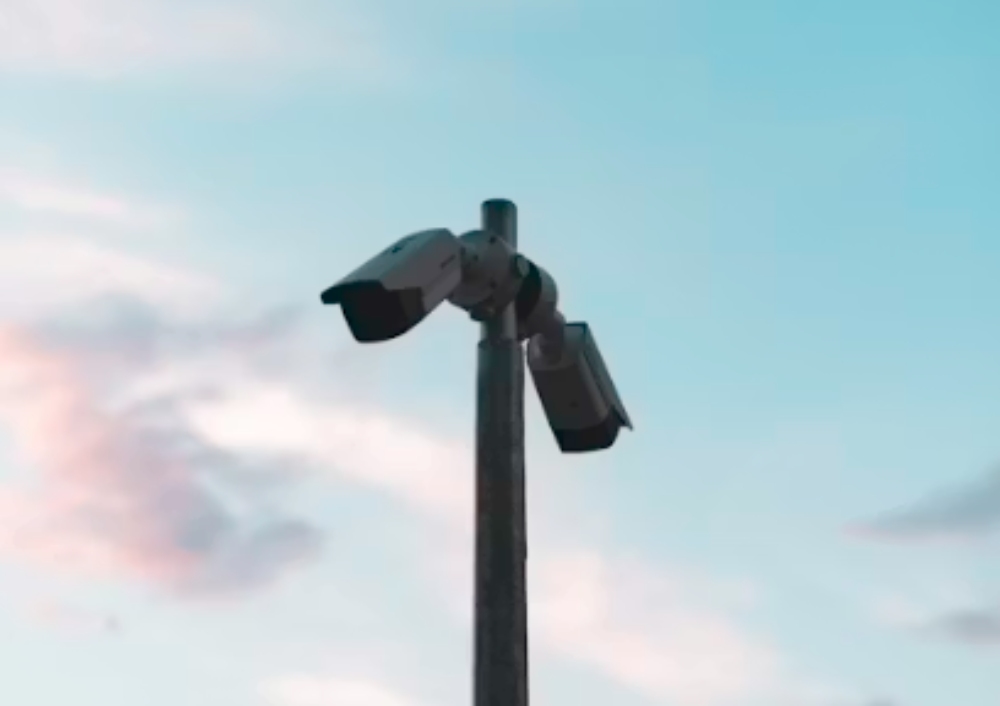 cameras against the sky background