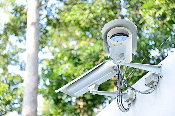 wall-mounted security camera