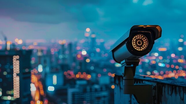 security camera against the night sky