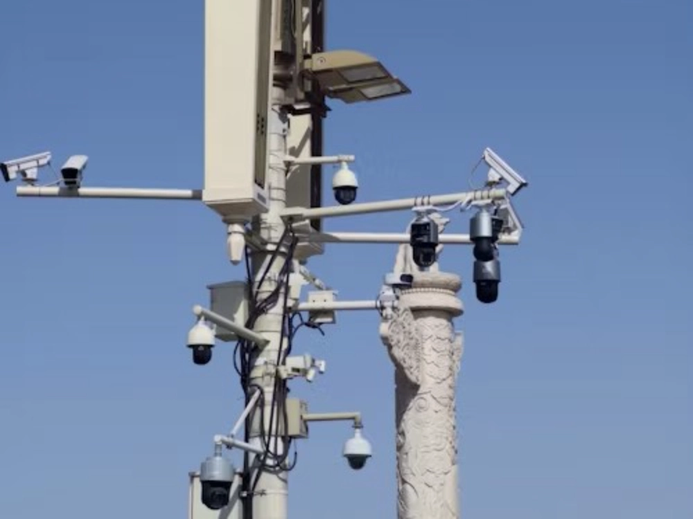 many surveillance cameras on the pillars