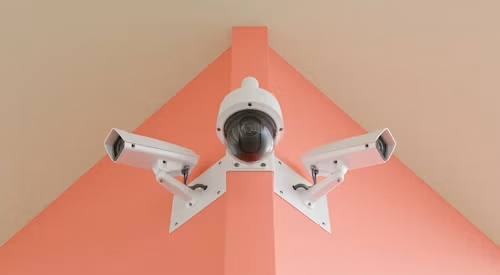 IP cameras on the pink wall